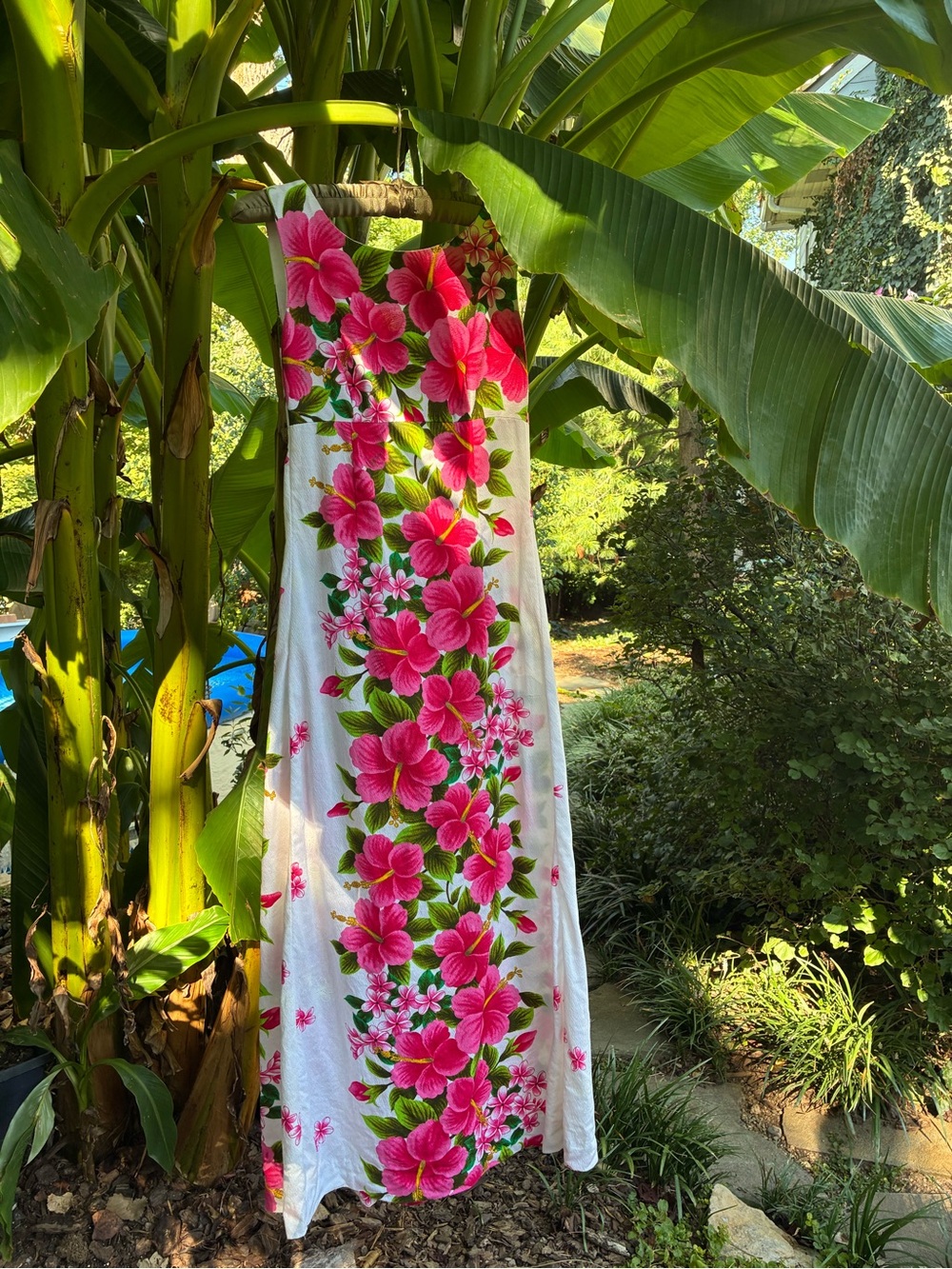 Vintage barkcloth maxi dress